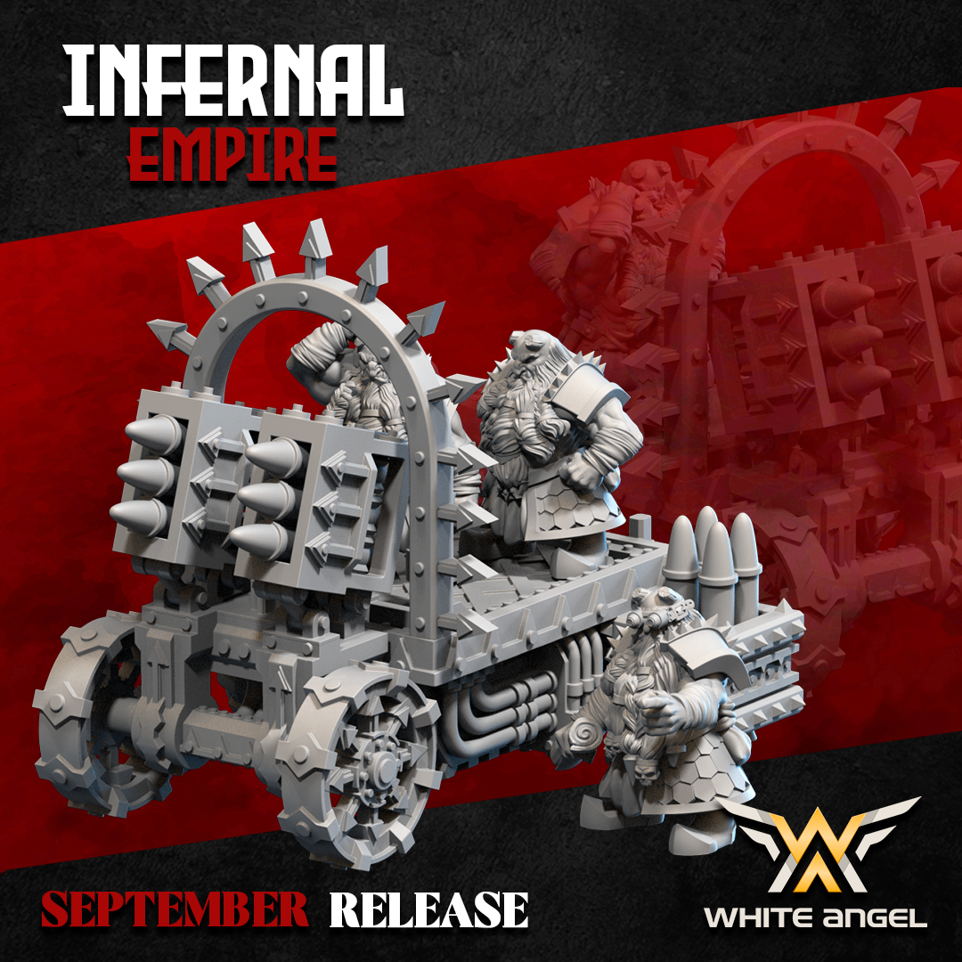 Infernal Dwarf Rocket Launcher | White Angel 28/32mm Fantasy Wargaming Miniatures