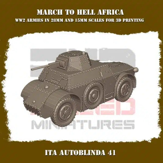 WW2 REGIO ESERCITO FIAT AUTOBLINDA AB 41 | 3DBreed 15mm Wargaming Miniatures