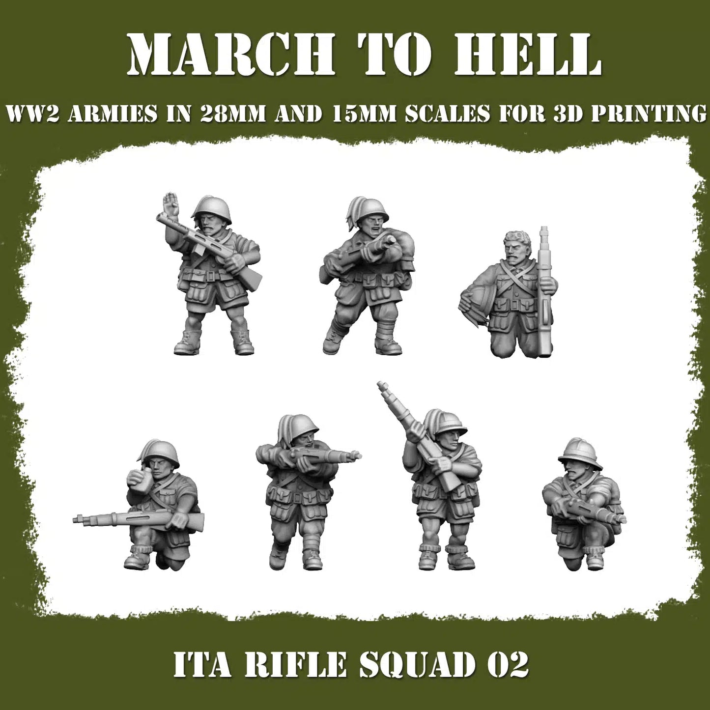 WW2 ITALIAN ARMY (BERSAGLIERI) RIFLE SQUAD | 3DBreed 15mm Wargaming Miniatures