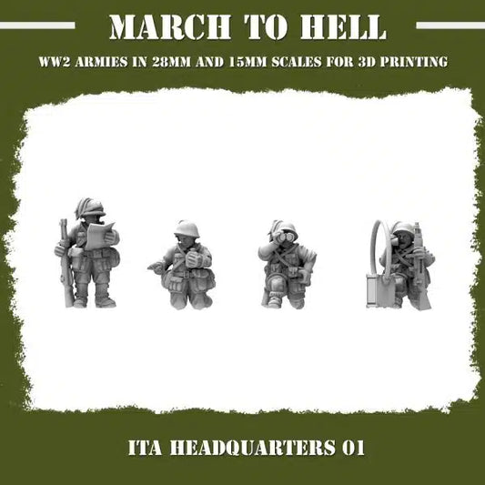WW2 ITALIAN ARMY (BERSAGLIERI) HQ 01 | 3DBreed 15mm Wargaming Miniatures