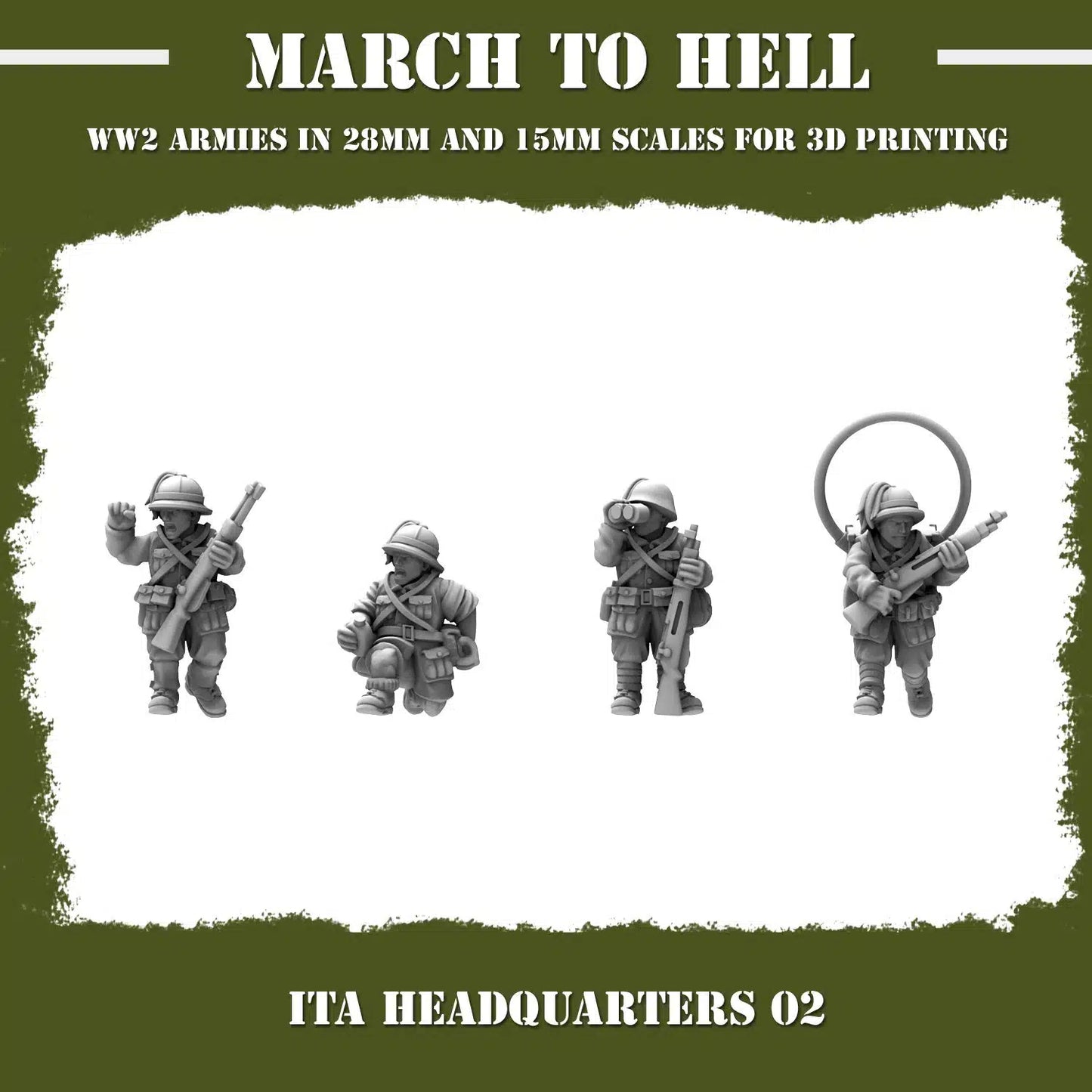 WW2 ITALIAN ARMY (BERSAGLIERI) HQ 02 | 3DBreed 15mm Wargaming Miniatures