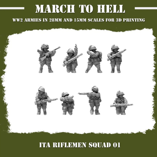 WW2 ITALIAN ARMY (BERSAGLIERI) RIFLEMEN SQUAD | 3DBreed 15mm Wargaming Miniatures