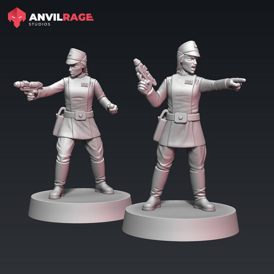 Empire Female Officers | Anvilrage Galactic SciFi Miniatures 32mm 1/47 Legion Scale Role Playing Miniatures