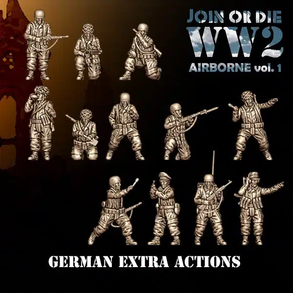 AIRBORNE VOL 1 GERMAN FALLSCHIRMJÄGER Extra Actions  | 3D Breed 28mm WW2 Wargaming Miniatures