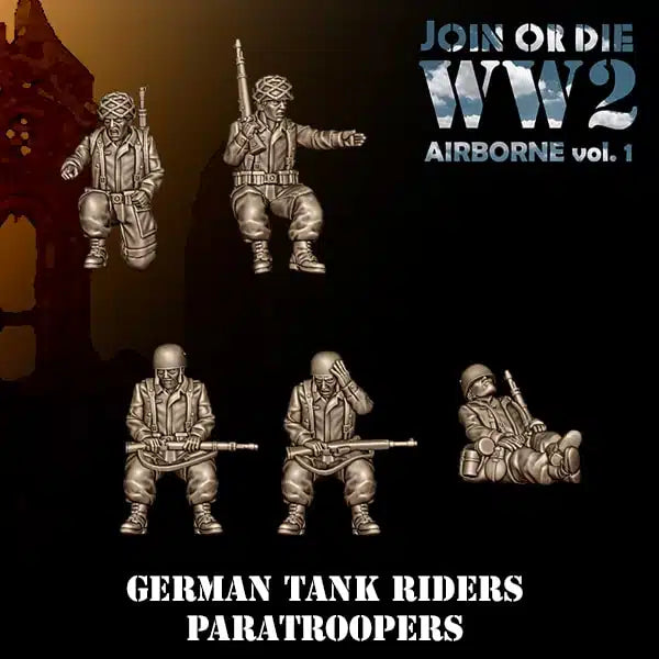 GERMAN FALLSCHIRMJÄGER PARATROOPERS TANK RIDERS | 3D Breed 28mm WW2 Wargaming Miniatures