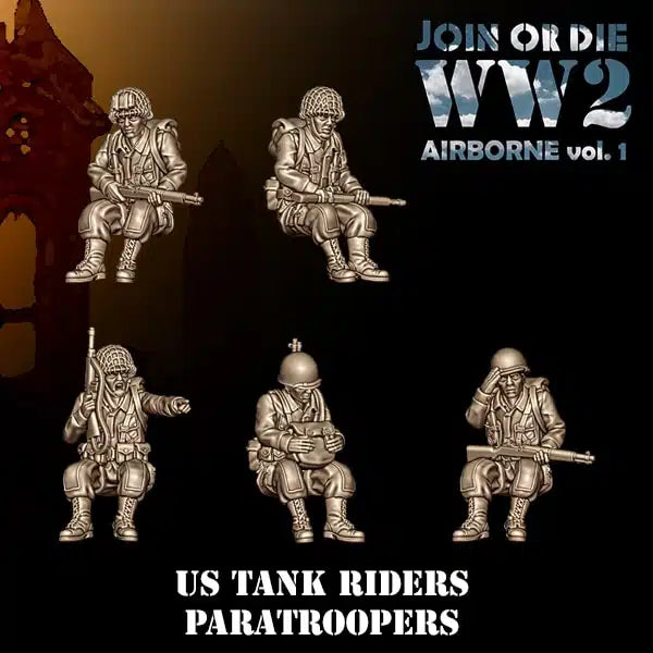 US AIRBORNE PARATROOPERS TANK RIDERS | 3D Breed 28mm WW2 Wargaming Miniatures