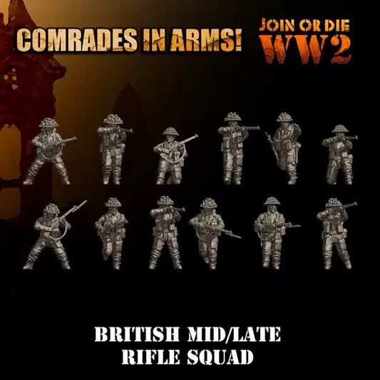British Army Mid-Late Riflemen | 3D Breed 28mm WW2 Wargaming Miniatures Role Playing Miniatures