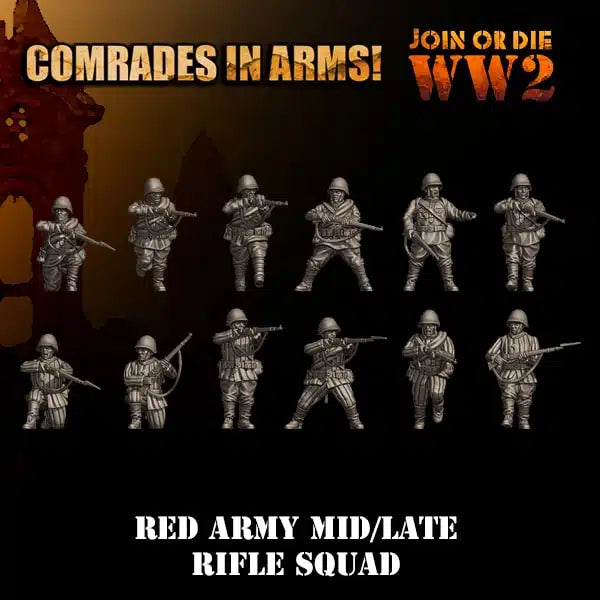Soviet Army Mid-Late Riflemen | 3D Breed 28mm WW2 Wargaming Miniatures Role Playing Miniatures