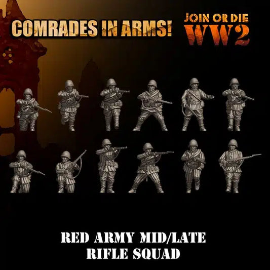 Soviet Army Mid-Late Riflemen | 3D Breed 28mm WW2 Wargaming Miniatures Role Playing Miniatures