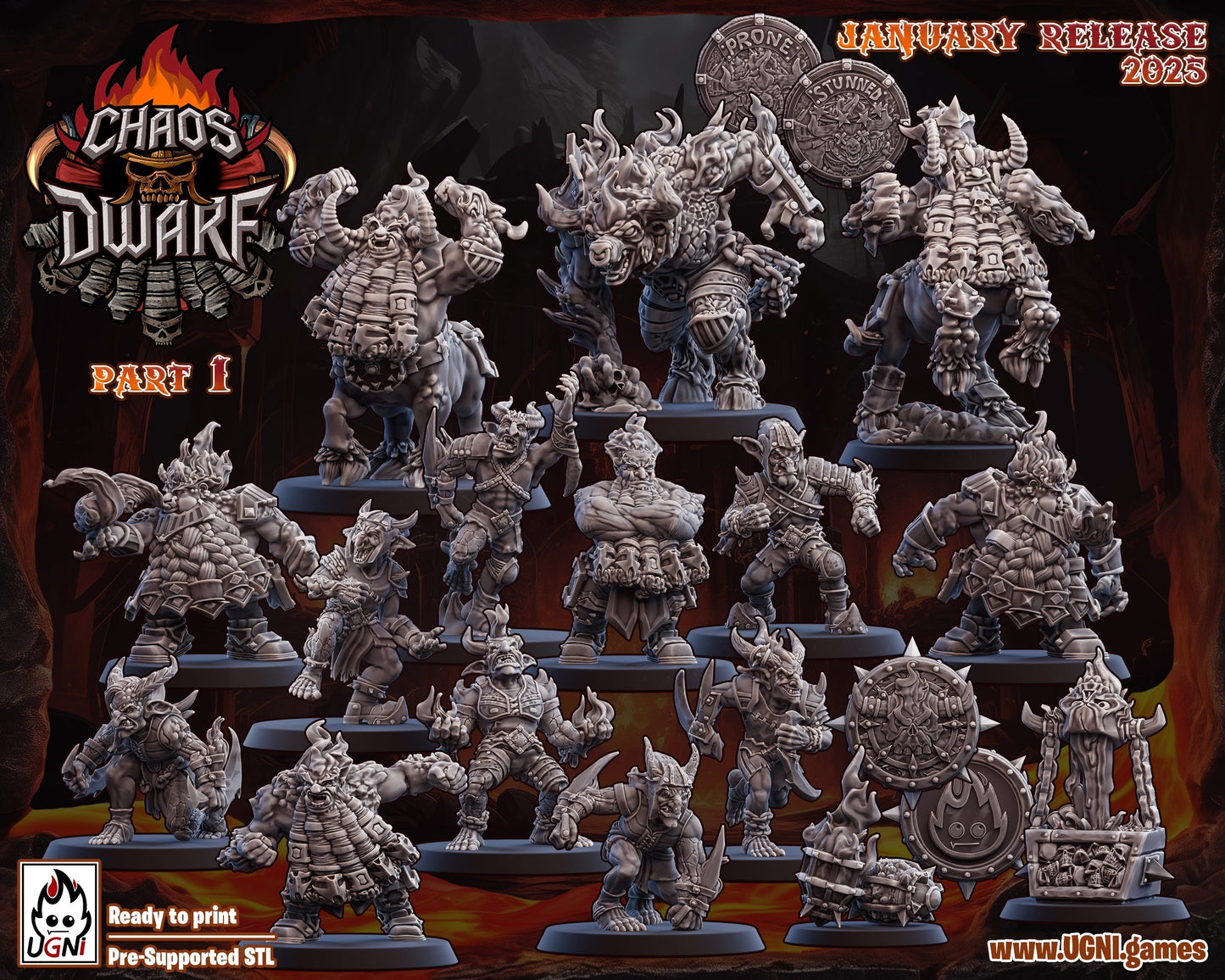 Magma Dwarfs Fantasy Football Team | Ugni Miniatures Role Playing Miniatures