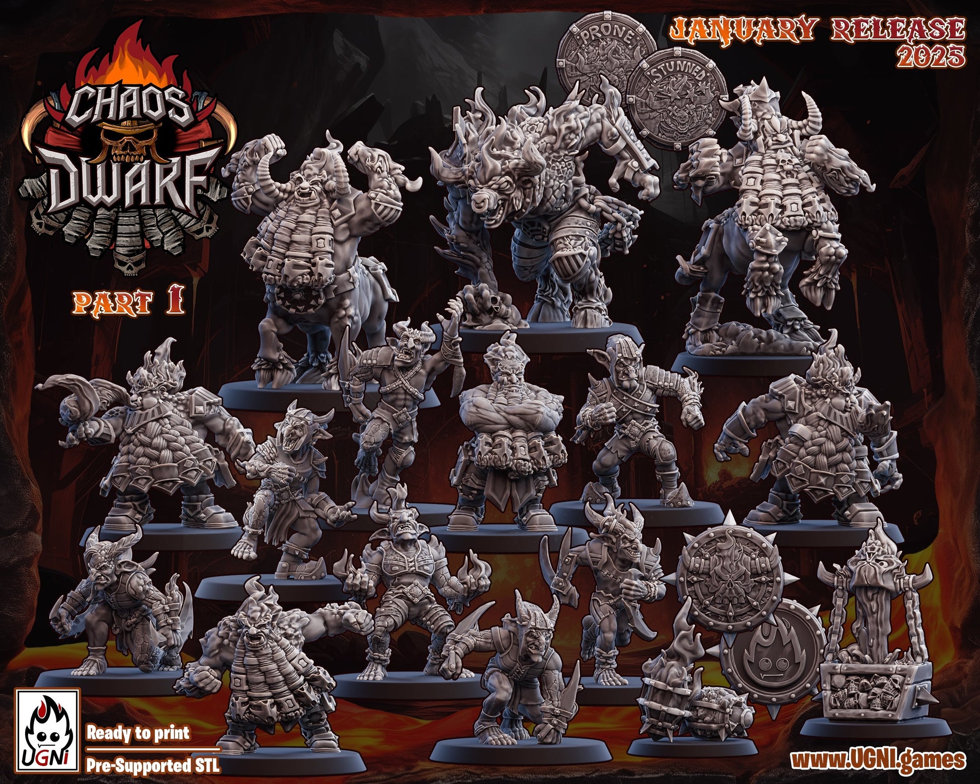 Magma Dwarfs Fantasy Football Team | Ugni Miniatures Role Playing Miniatures