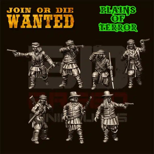 JOIN OR DIE WANTED PLAINS OF TERROR APACHE GANG | 3D Breed 28mm Wild West Wargaming Miniatures