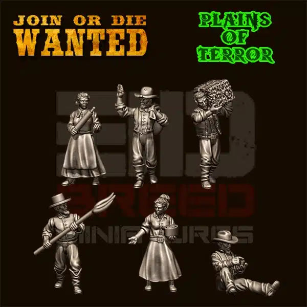 JOIN OR DIE WANTED PLAINS OF TERROR FARMERS | 3D Breed 28mm Wild West Wargaming Miniatures