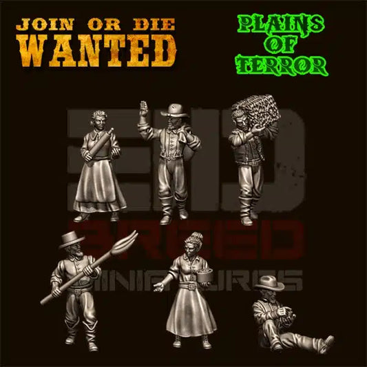 JOIN OR DIE WANTED PLAINS OF TERROR FARMERS | 3D Breed 28mm Wild West Wargaming Miniatures