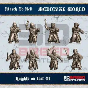 Medieval West European Foot Knights | 3DBreed 15mm Wargaming Miniatures