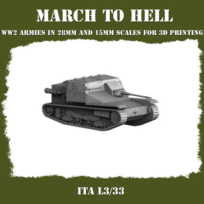 WW2 ITALIAN ARMY (BERSAGLIERI) L3_33 | 3DBreed 15mm Wargaming Miniatures