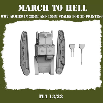 WW2 ITALIAN ARMY (BERSAGLIERI) L3_33 | 3DBreed 15mm Wargaming Miniatures