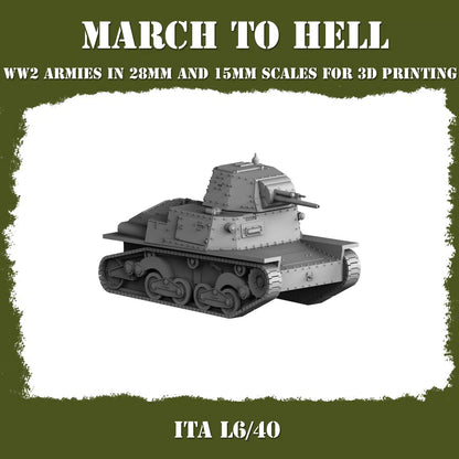 WW2 ITALIAN ARMY (BERSAGLIERI) L6_40 | 3DBreed 15mm Wargaming Miniatures