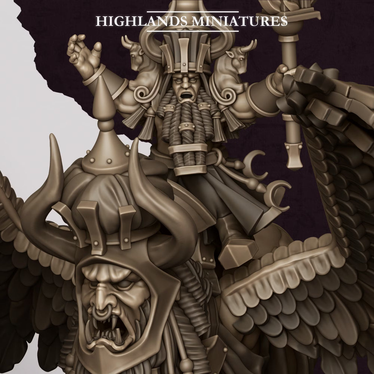 Sons of Marduk Great Sorcerer on Lamassu | Highlands Miniatures 28/32mm Fantasy Wargaming Miniatures