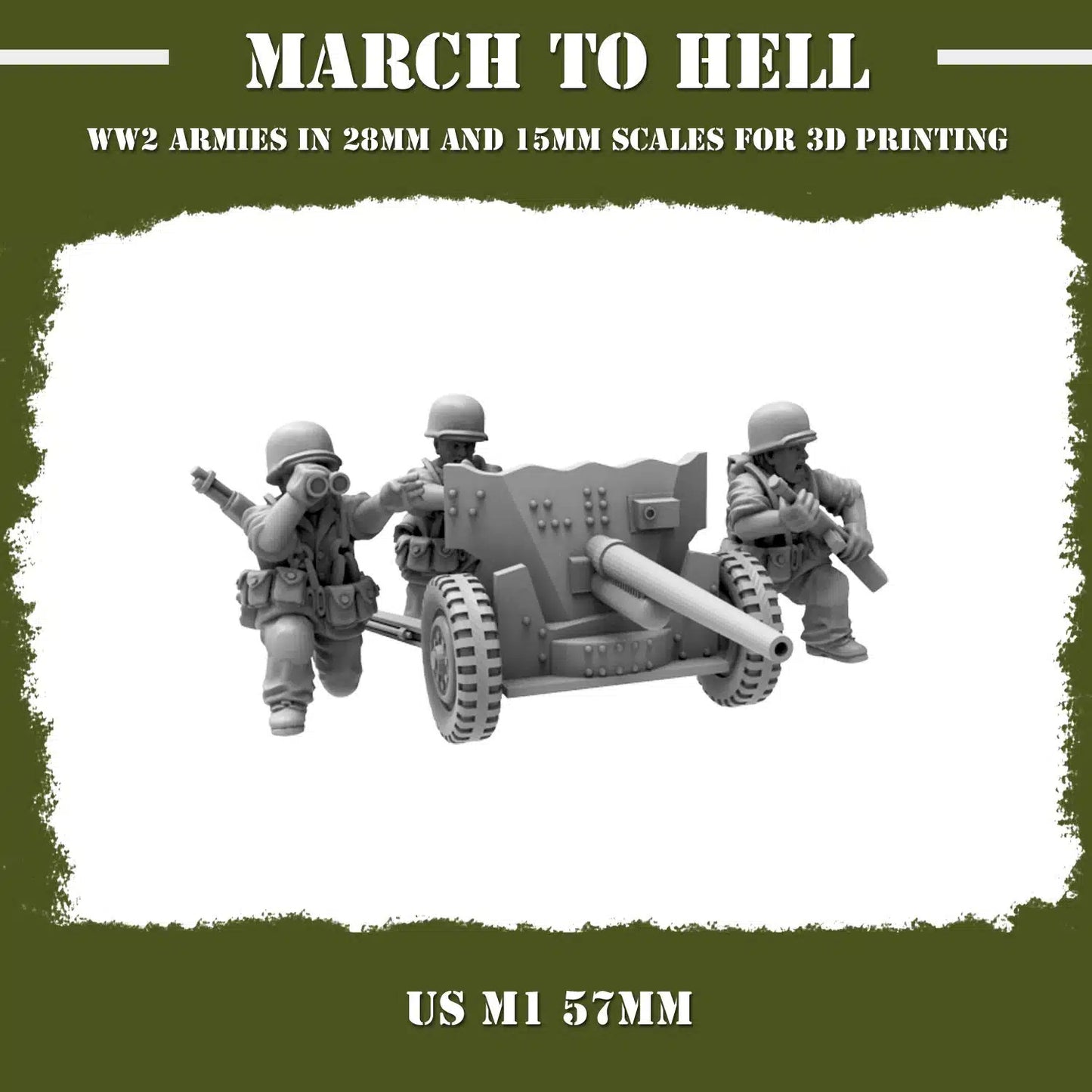 WW2 UNITES STATES MARINES (USM) M1 57mm (CANNON) | 3DBreed 15mm Wargaming Miniatures