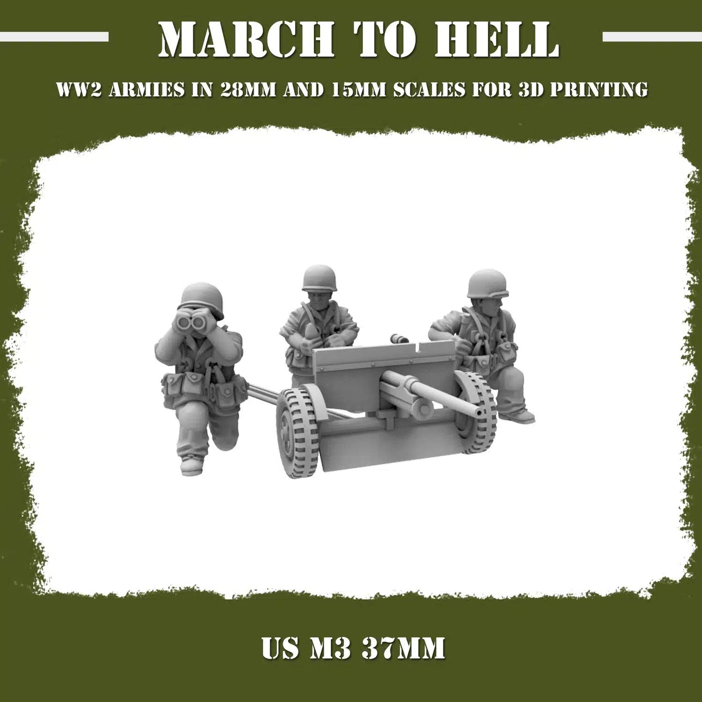 WW2 UNITES STATES MARINES (USM) M3 37mm (CANNON) | 3DBreed 15mm Wargaming Miniatures