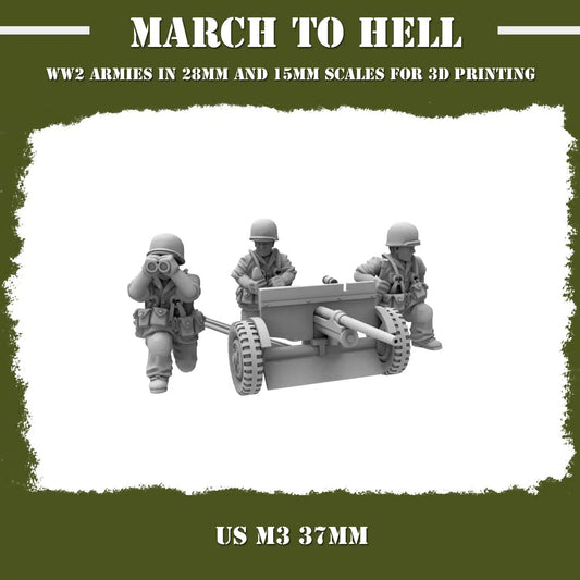 WW2 UNITES STATES MARINES (USM) M3 37mm (CANNON) | 3DBreed 15mm Wargaming Miniatures
