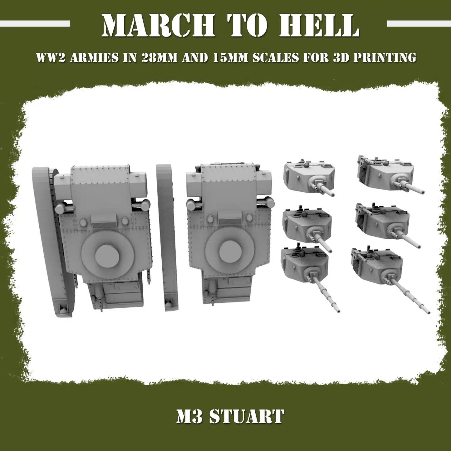 WW2 UNITES STATES MARINES (USM) M3 STUART | 3DBreed 15mm Wargaming Miniatures