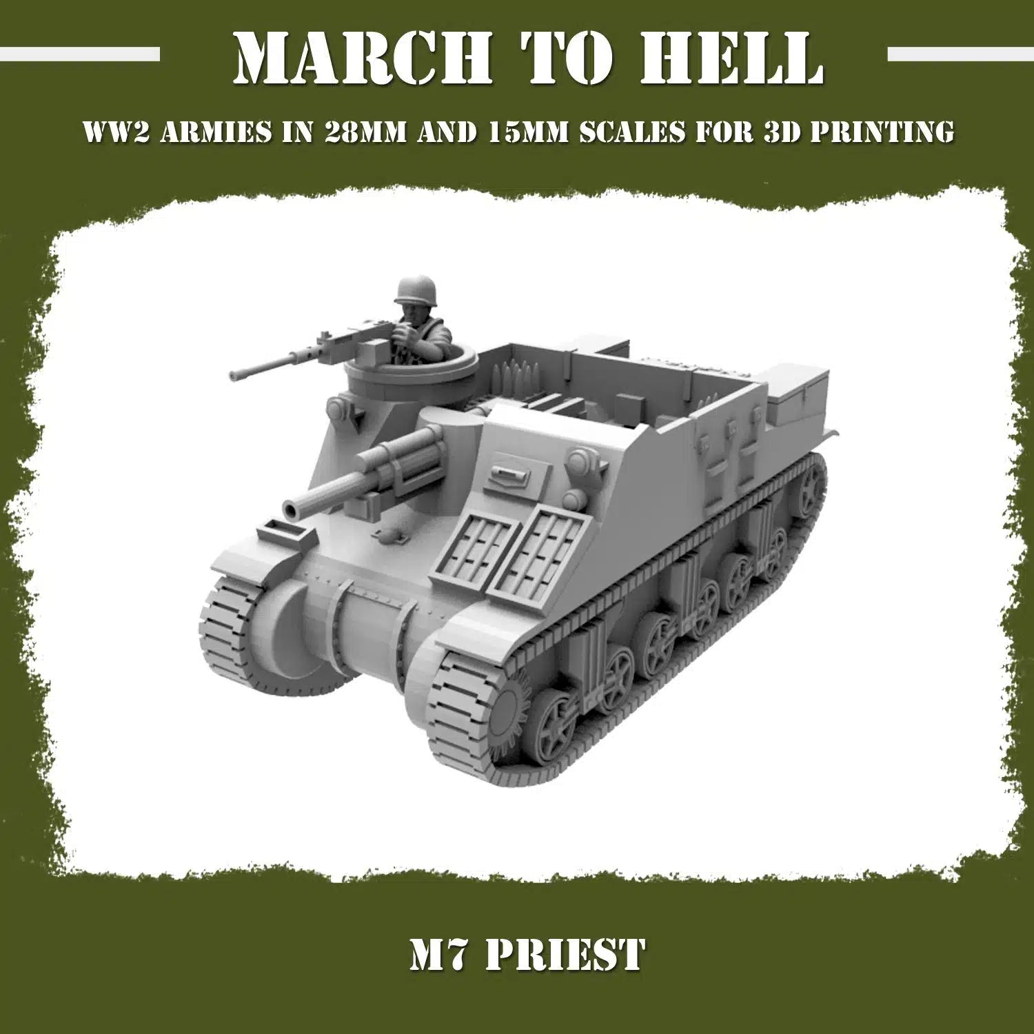 WW2 UNITES STATES MARINES (USM) M7 PRIEST | 3DBreed 15mm Wargaming Min ...