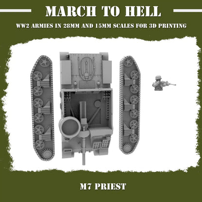 WW2 UNITES STATES MARINES (USM) M7 PRIEST | 3DBreed 15mm Wargaming Miniatures