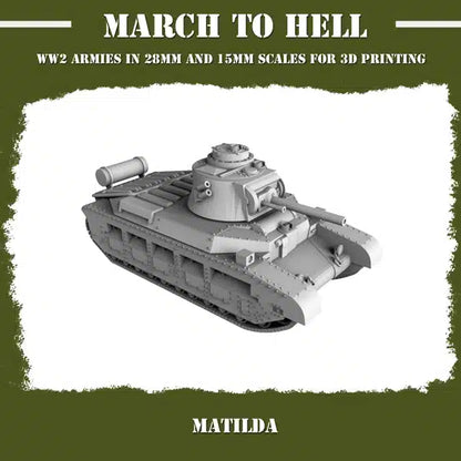WW2 BRITISH ARMY MATILDA | 3DBreed 15mm Wargaming Miniatures