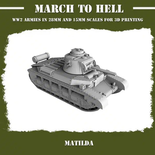 WW2 BRITISH ARMY MATILDA | 3DBreed 15mm Wargaming Miniatures