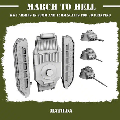 WW2 BRITISH ARMY MATILDA | 3DBreed 15mm Wargaming Miniatures