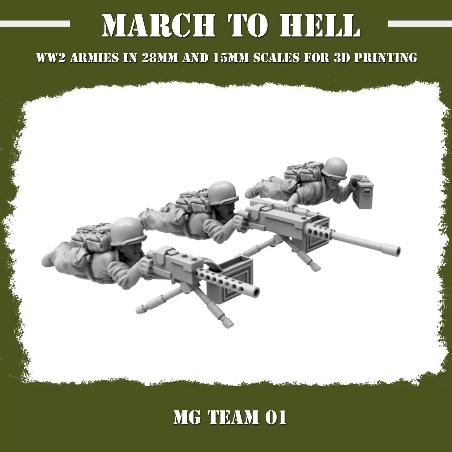 WW2 UNITES STATES MARINES (USM) MACHIGUN TEAM | 3DBreed 15mm Wargaming Miniatures