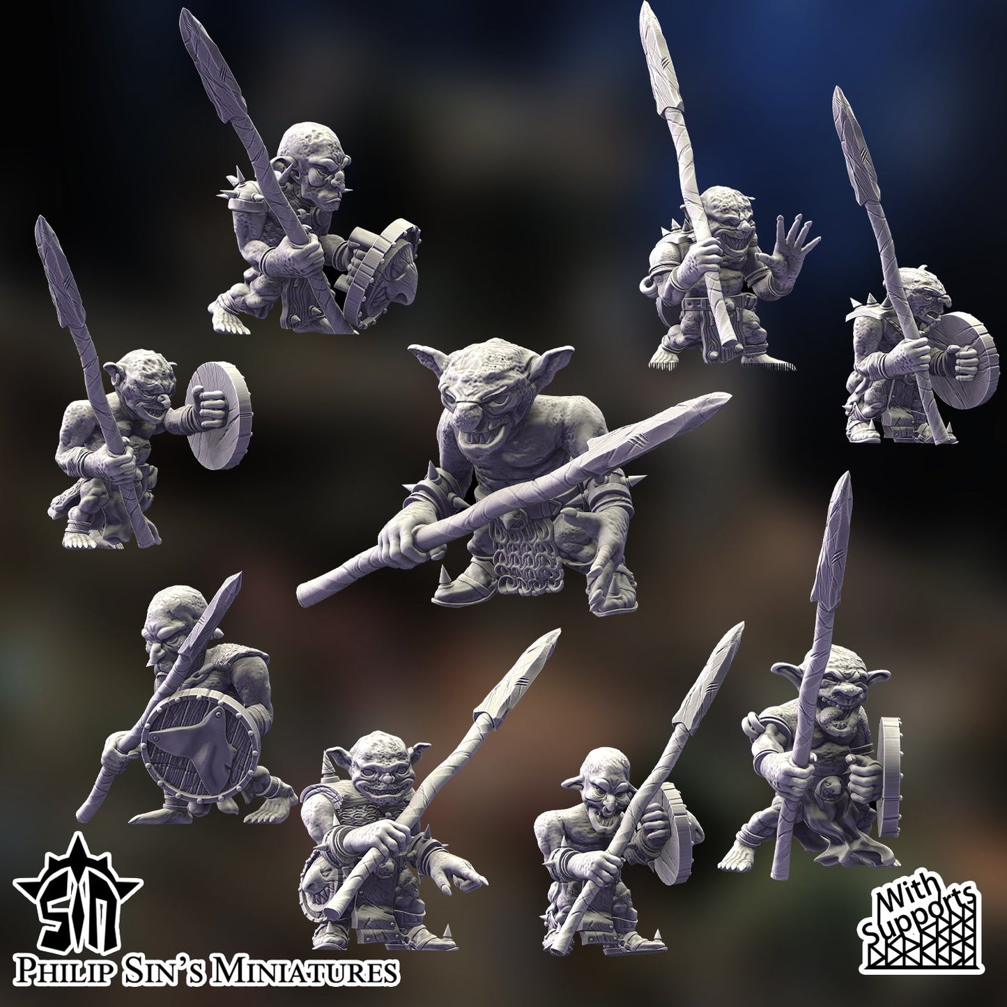 Skaartrench Goblin Spearmen | Phillip Sin Fantasy Wargaming Miniatures Role Playing Miniatures