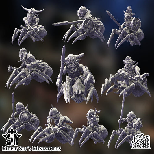 Skaartrench Goblin Spider Riders | Phillip Sin Fantasy Wargaming Miniatures Role Playing Miniatures