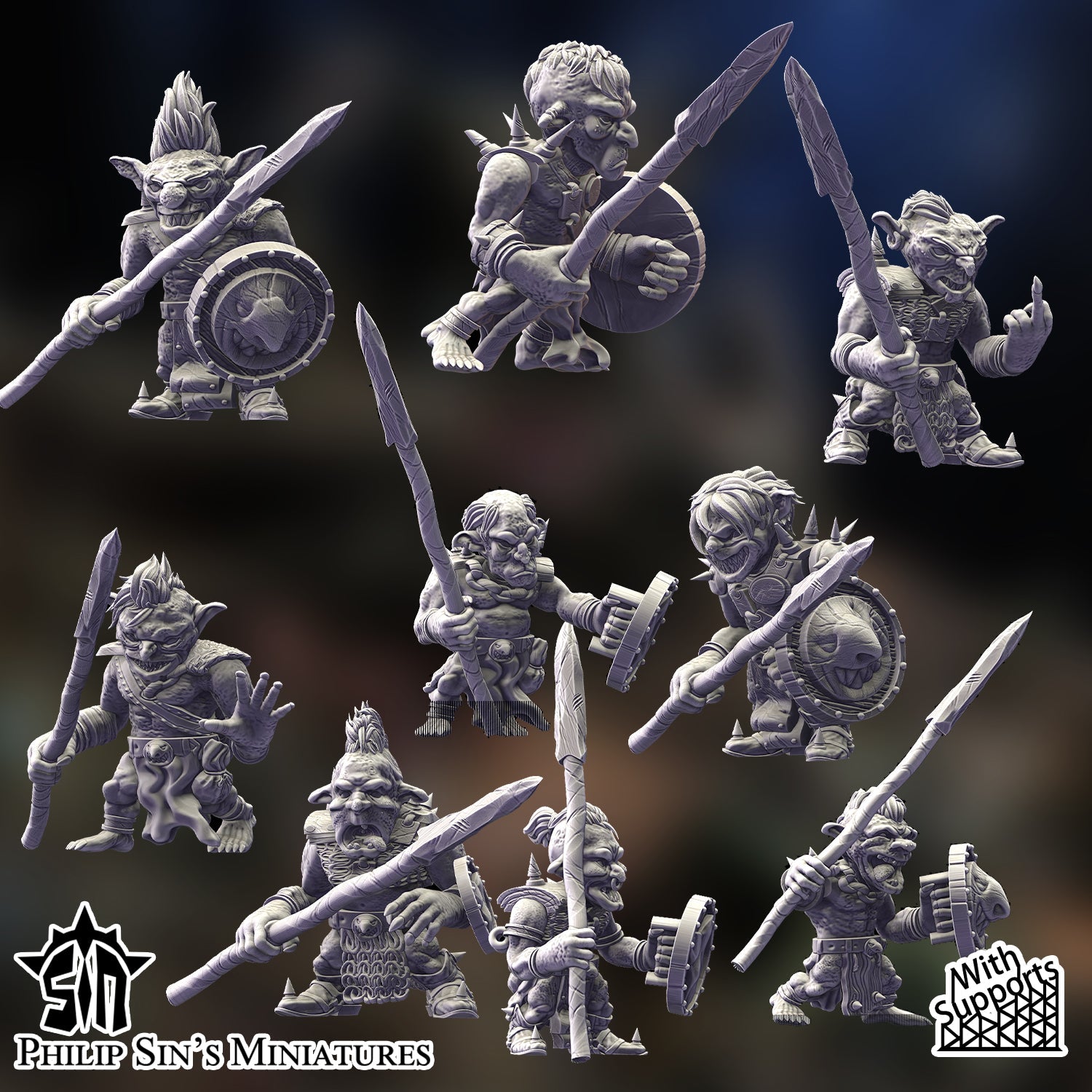 Skaartrench Goblin Spearmen | Phillip Sin Fantasy Wargaming Miniatures Role Playing Miniatures