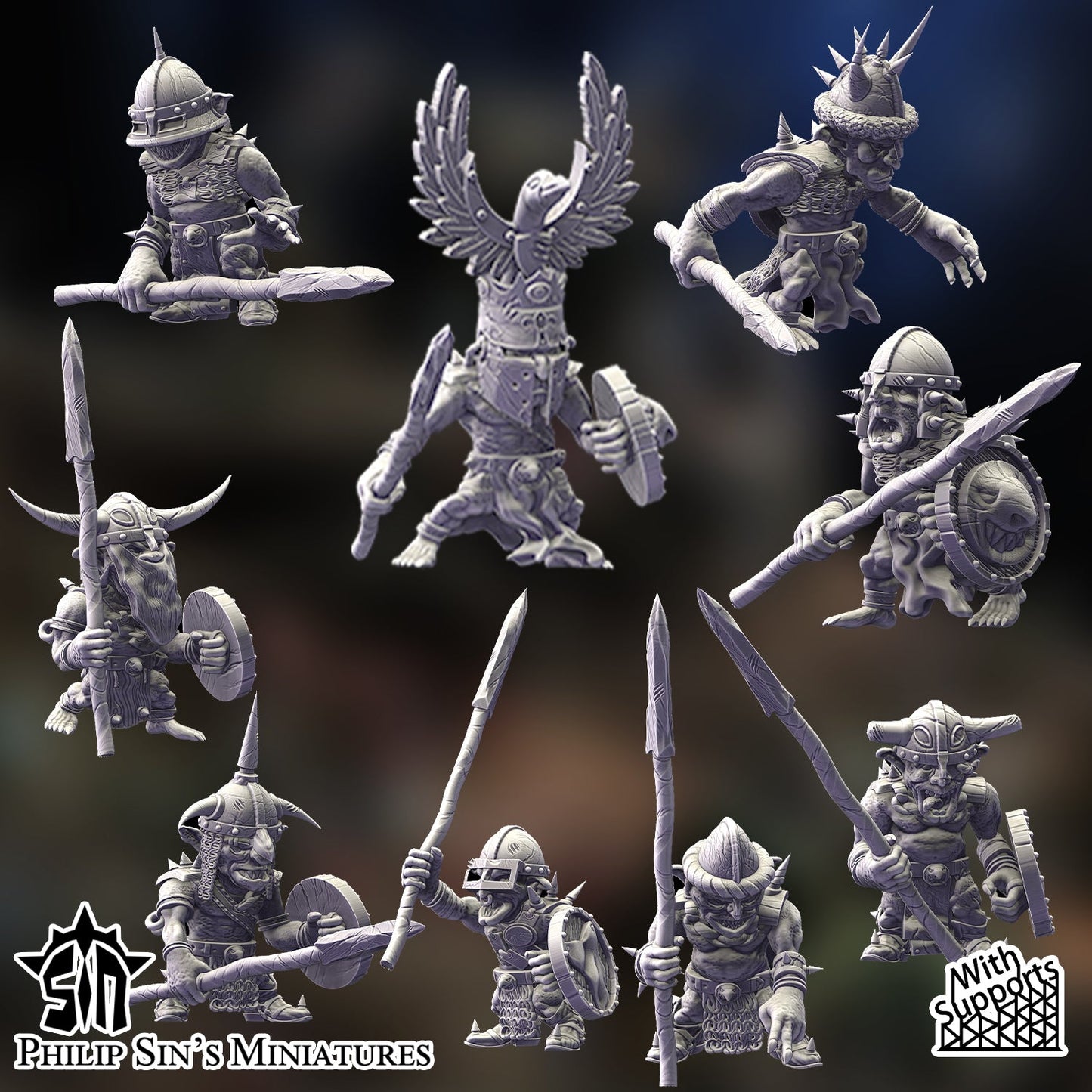 Skaartrench Goblin Spearmen | Phillip Sin Fantasy Wargaming Miniatures Role Playing Miniatures