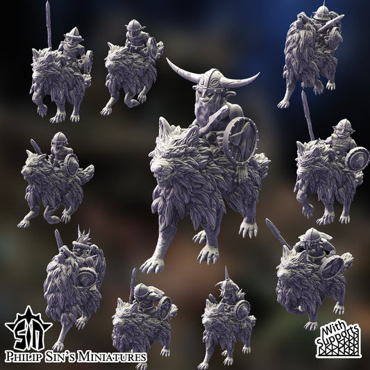 Skaartrench Goblin Wolf Riders Melee | Phillip Sin Fantasy Wargaming Miniatures Role Playing Miniatures