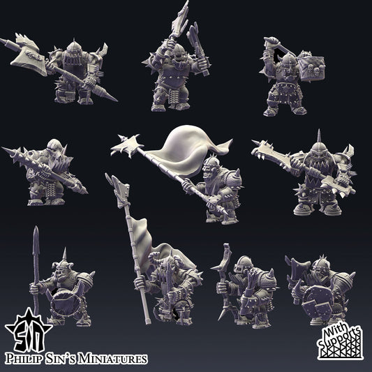 Skaartrench Dark Orc Infantry Build Kit | Phillip Sin Fantasy Wargaming Miniatures Role Playing Miniatures