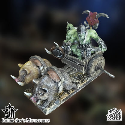 Skaartrench Orc Boar Chariot | Phillip Sin Fantasy Wargaming Miniatures Role Playing Miniatures