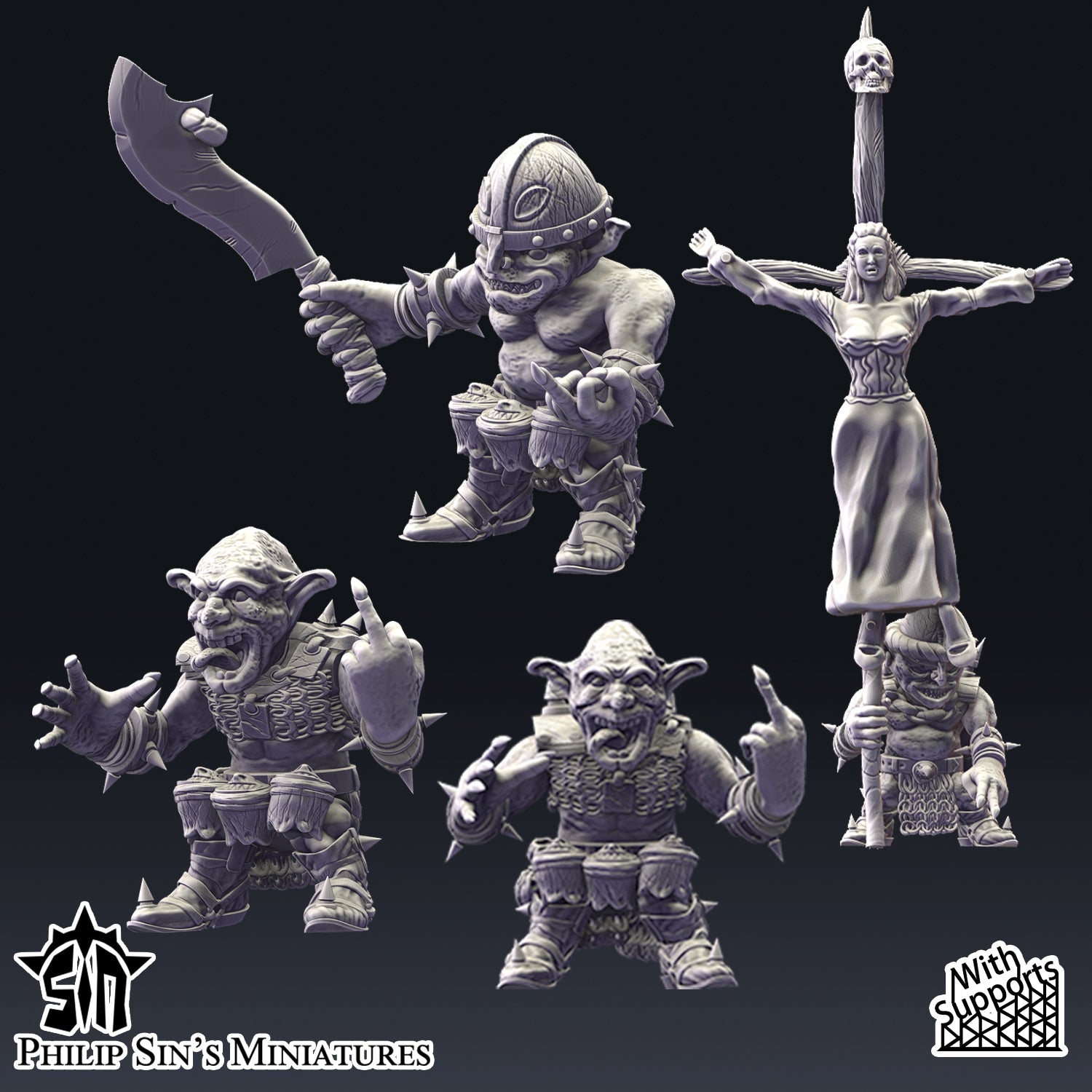 Skaartrench Goblin Handweapons | Phillip Sin Fantasy Wargaming Miniatures Role Playing Miniatures
