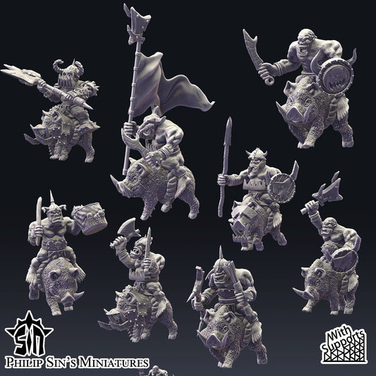 Skaartrench Orc Boar Riders | Phillip Sin Fantasy Wargaming Miniatures Role Playing Miniatures