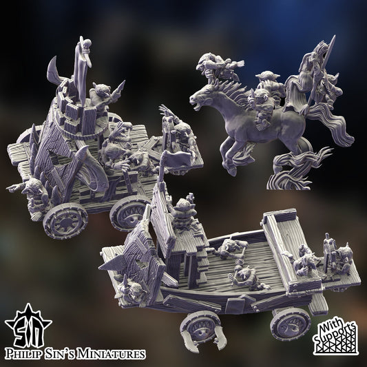 Skaartrench Night Goblin Pump Wagons | Phillip Sin Fantasy Wargaming Miniatures Role Playing Miniatures