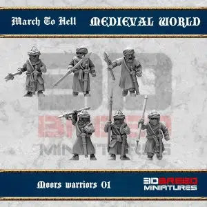 Medieval Moors Spearmen | 3DBreed 15mm Wargaming Miniatures Role Playing Miniatures