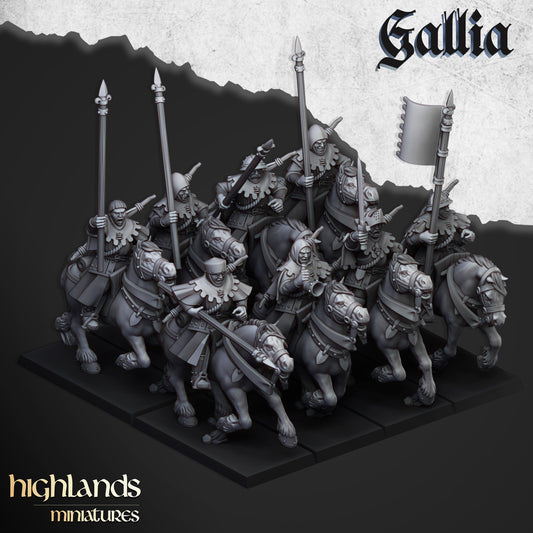 Kingdom Of Gallia Mounted Men at Arms | Highlands Miniatures 28/32mm Fantasy Wargaming Miniatures Role Playing
