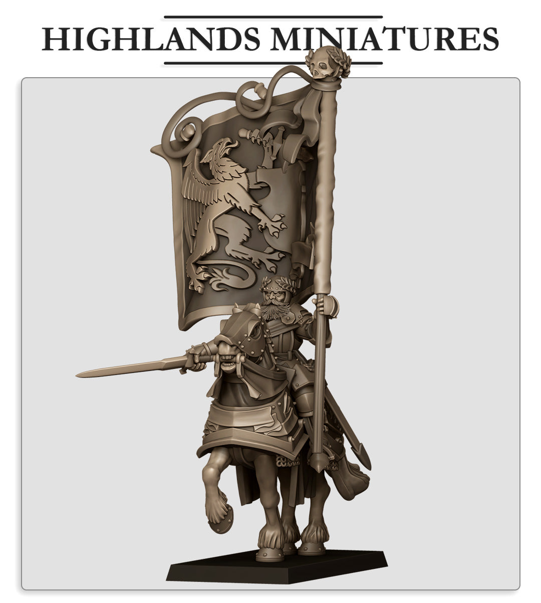 Sunland Battle Standard Bearer Mounted | Highlands Miniatures 28/32mm Fantasy Wargaming Miniatures Role Playing