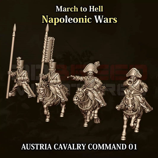 Napoleonic Wars AUSTRIAN CAVALRY COMMAND 01 | 3DBreed 15mm Wargaming Miniatures