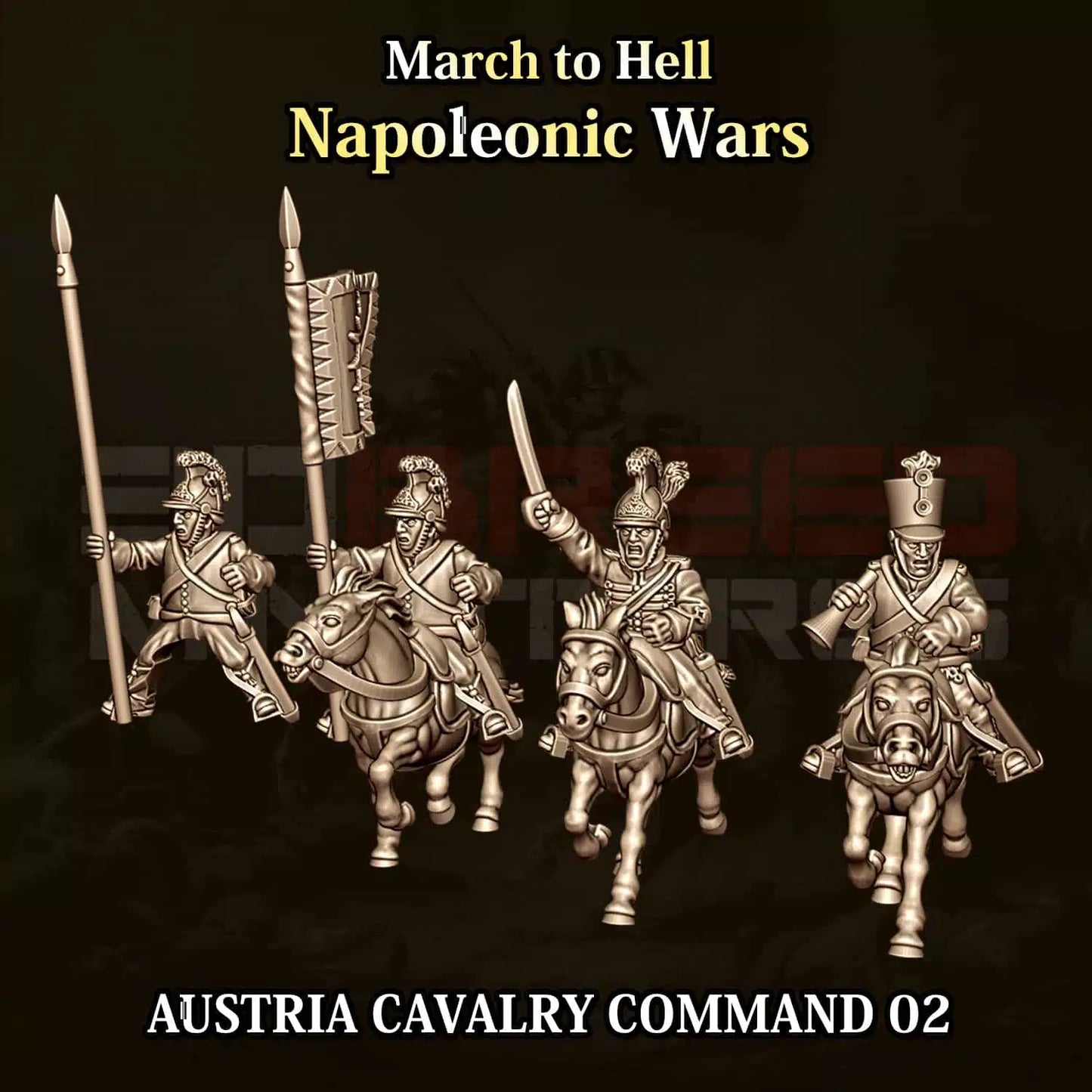 Napoleonic Wars AUSTRIAN CAVALRY COMMAND 02 | 3DBreed 15mm Wargaming Miniatures