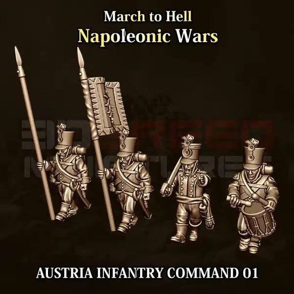 Napoleonic Wars AUSTRIAN INFANTRY COMMAND 01 | 3DBreed 15mm Wargaming Miniatures