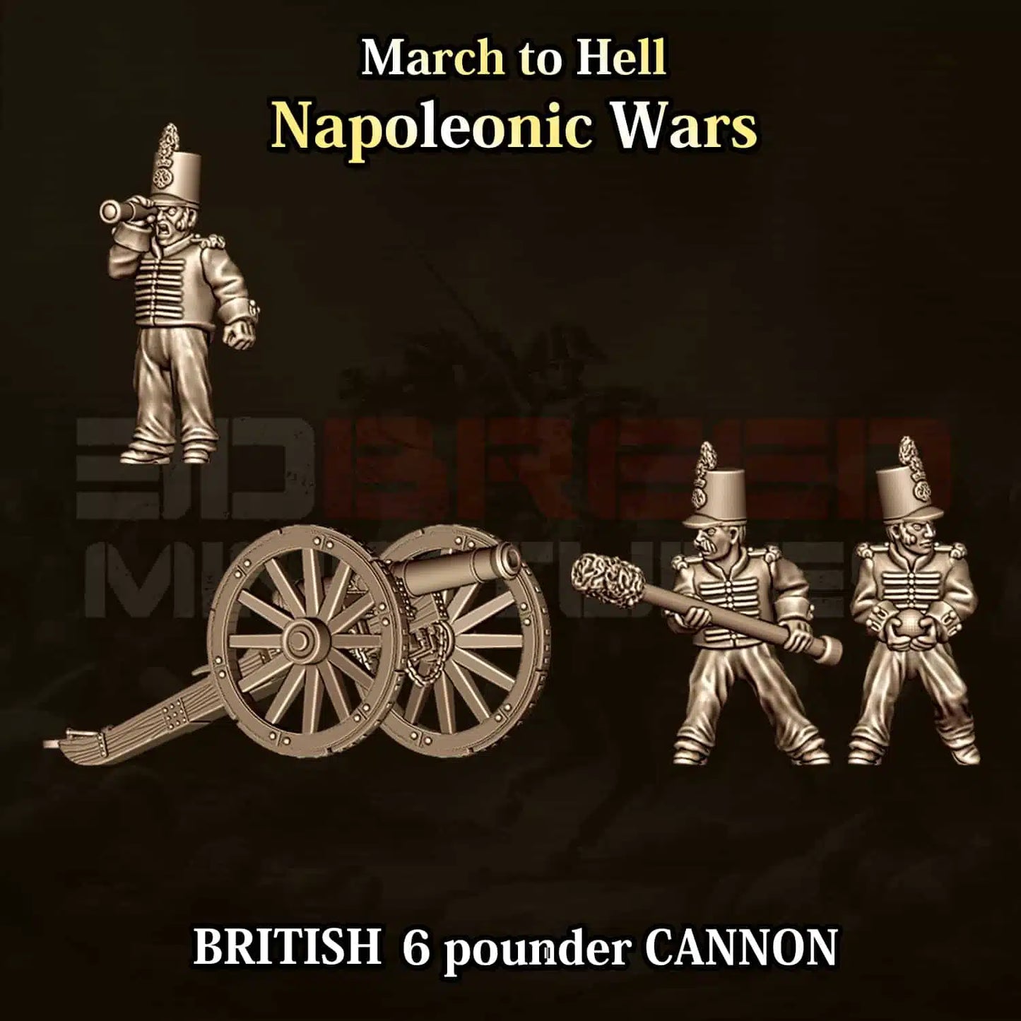 Napoleonic Wars BRITISH 6P CANNON | 3DBreed 15mm Wargaming Miniatures